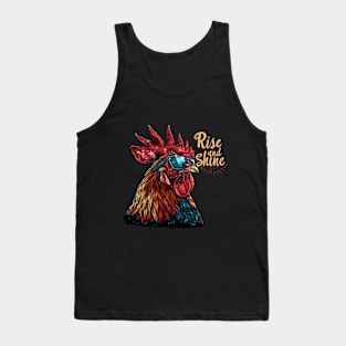 Rise and Shine - Rooster (with Gold Lettering) Tank Top